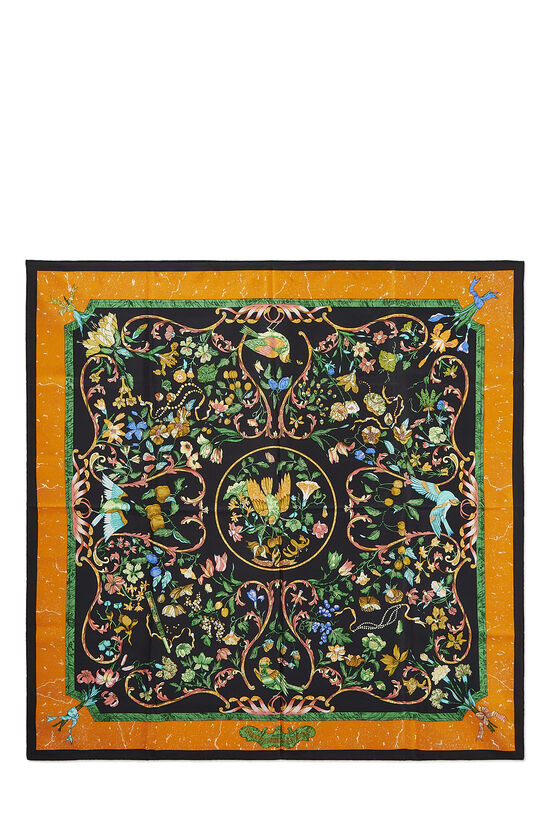 Black & Multicolor 'Pierres d'Orient et d'Occident' Silk Scarf 90, , large image number 0