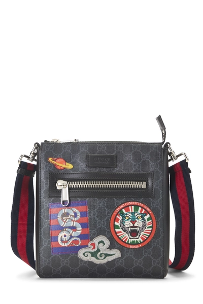 Gucci Black GG Supreme Canvas Night Courrier Zip Flat Messenger