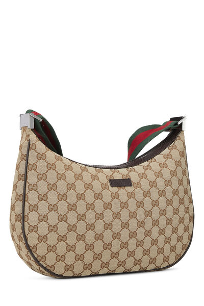 Brown GG Canvas Web Round Messenger Large, , large