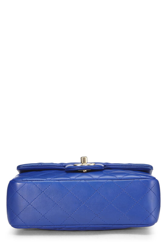 Blue Quilted Lambskin Rectangular Flap Mini, , large image number 5