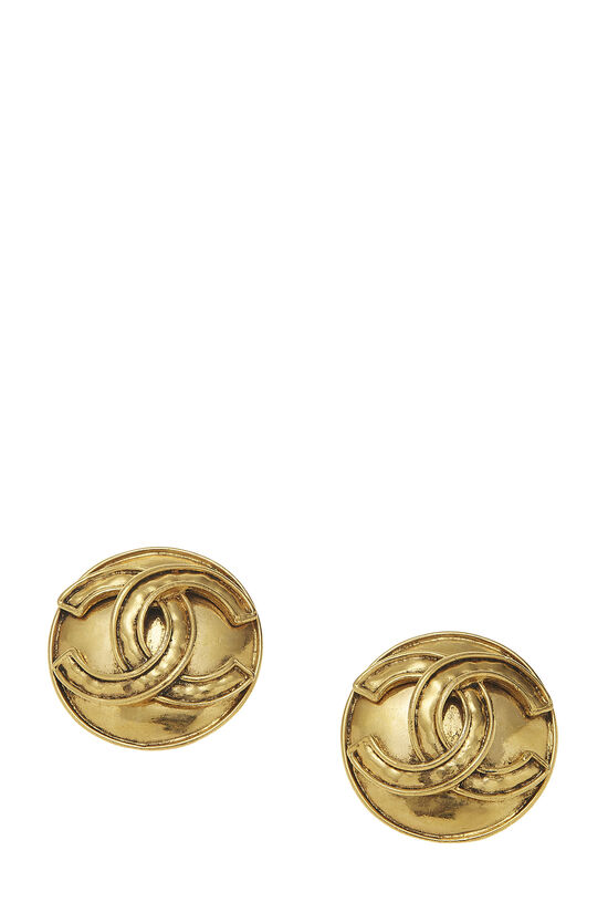 Gold Border 'CC' Round Earrings, , large image number 0