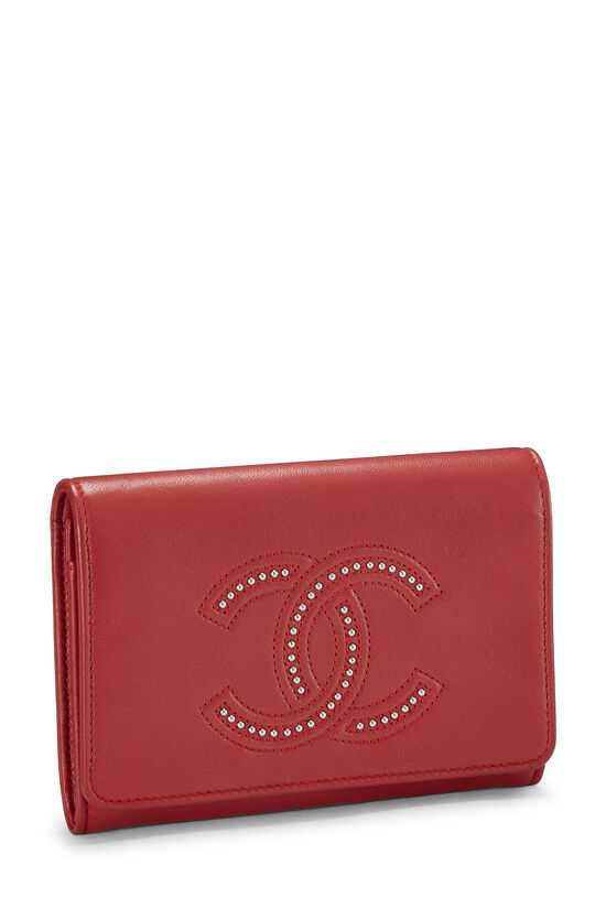 Red Quilted Lambskin Flap Wallet