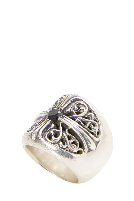 Sterling Silver Classic Diamond Oval Cross Ring, , large image number 0