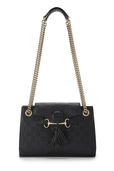Black Guccissima Leather Emily Chain Shoulder Bag Small          