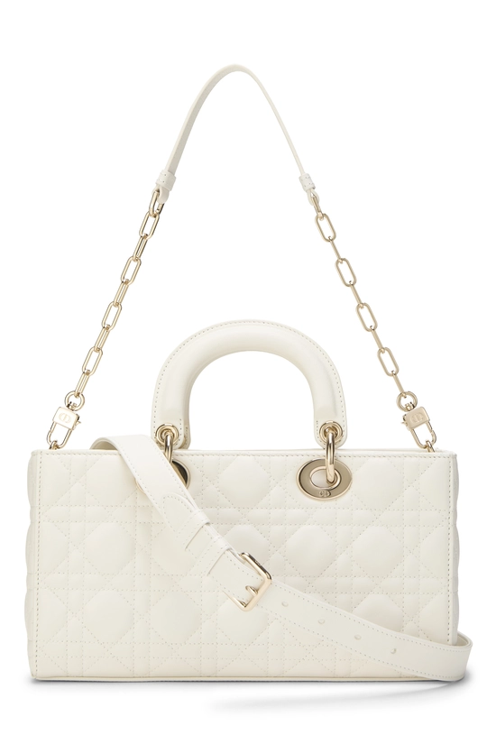White Cannage Quilted Lambskin Lady D-Joy Bag Medium, , large image number 3