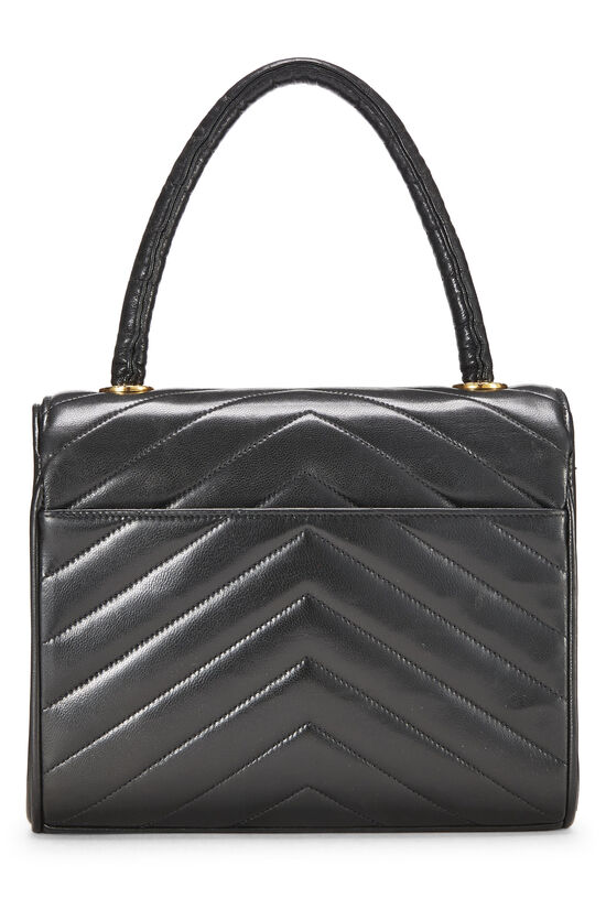 Black Chevron Lambskin Top Handle Bag, , large image number 4