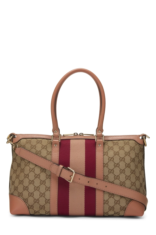 Pink GG Canvas Vintage Web Convertible Tote, , large image number 3