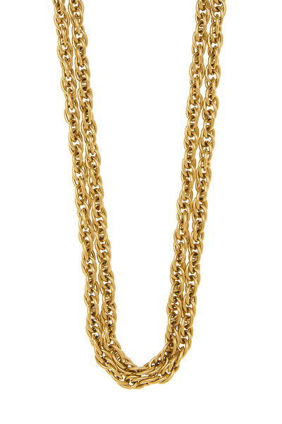 Gold Double Strand Long Necklace, , large