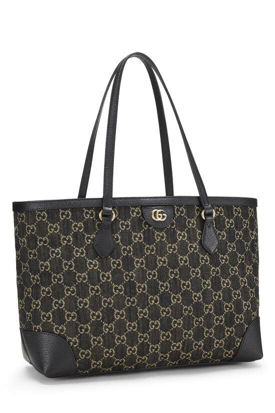 Black Denim GG Ophidia Tote Medium, , large image number 1