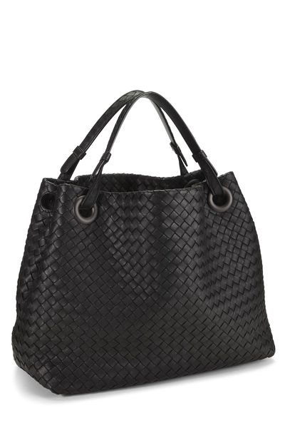 Black Intrecciato Garda Tote Medium, , large
