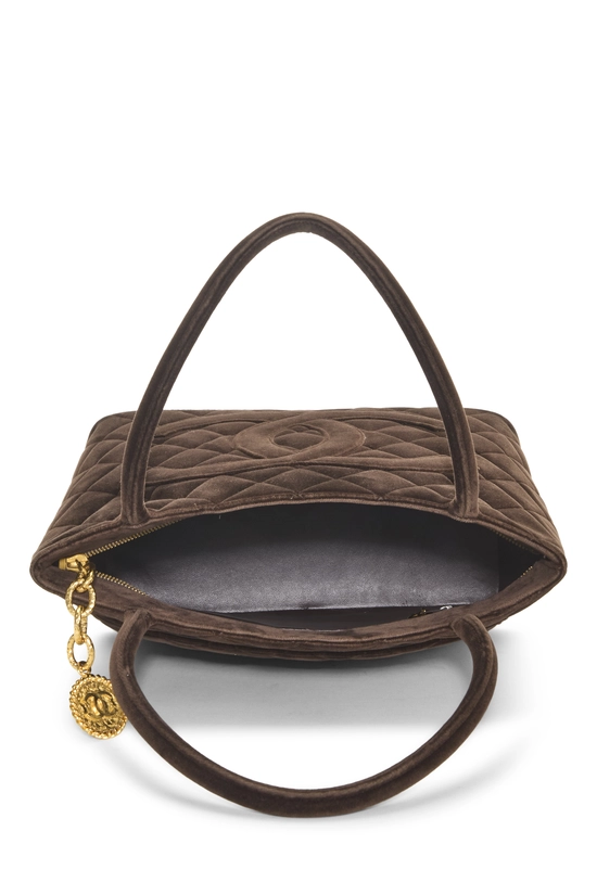 Brown Quilted Velvet Medallion Tote, , large image number 5