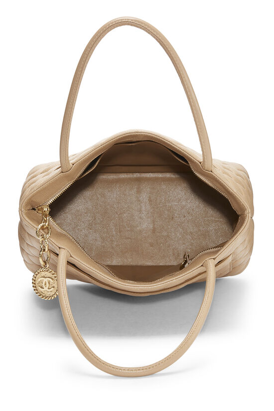 Beige Quilted Caviar Medallion Tote, , large image number 5
