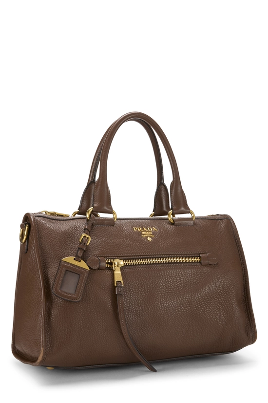 Brown Vitello Daino Convertible Zip Handbag Medium, , large image number 1