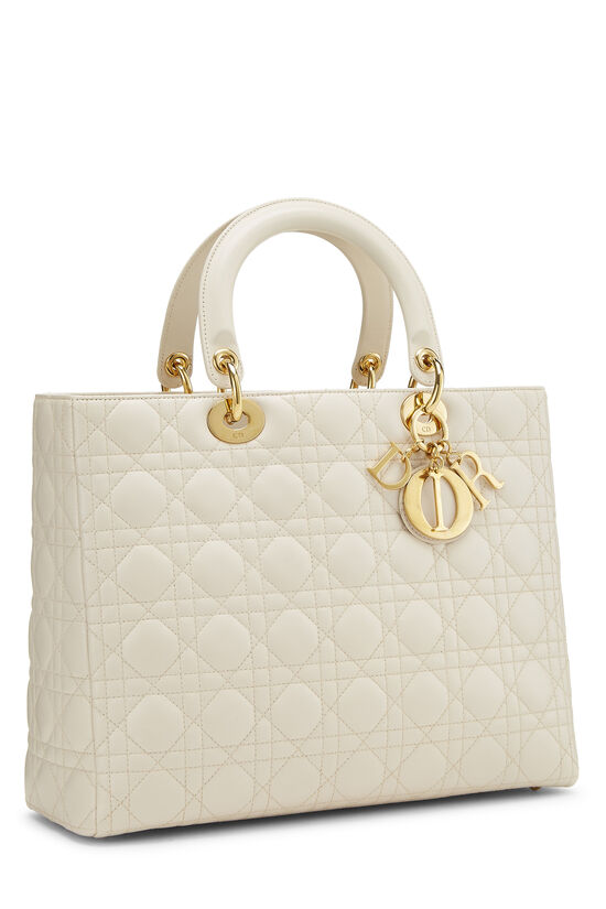 Cream Cannage Leather Lady Dior Large, , large image number 4