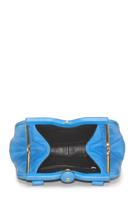 Blue Quilted Lambskin Kiss Lock Waist Pouch, , large image number 5