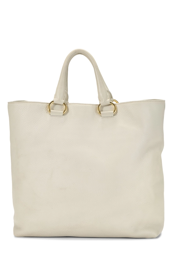 White Vitello Daino Convertible Shopping Tote, , large image number 3