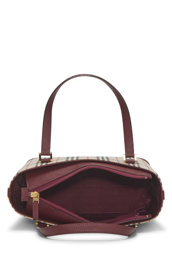 Burgundy House Check Jacquard Handbag Small, , large image number 5