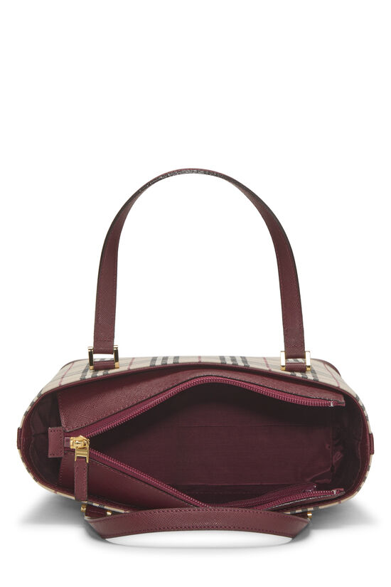 Burgundy House Check Jacquard Handbag Small, , large image number 5