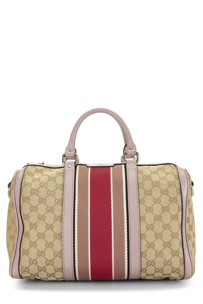 Pink Original GG Canvas Vintage Web Boston Medium