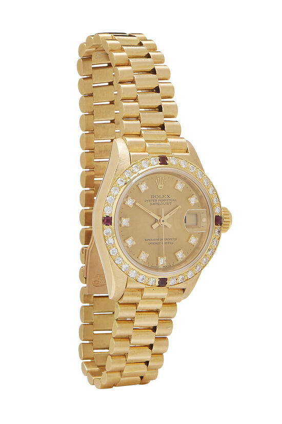 18K Yellow Gold Diamond & Ruby Datejust President 69178 26mm, , large image number 1