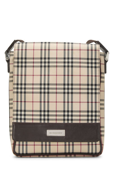 Brown House Check Flap Messenger Small