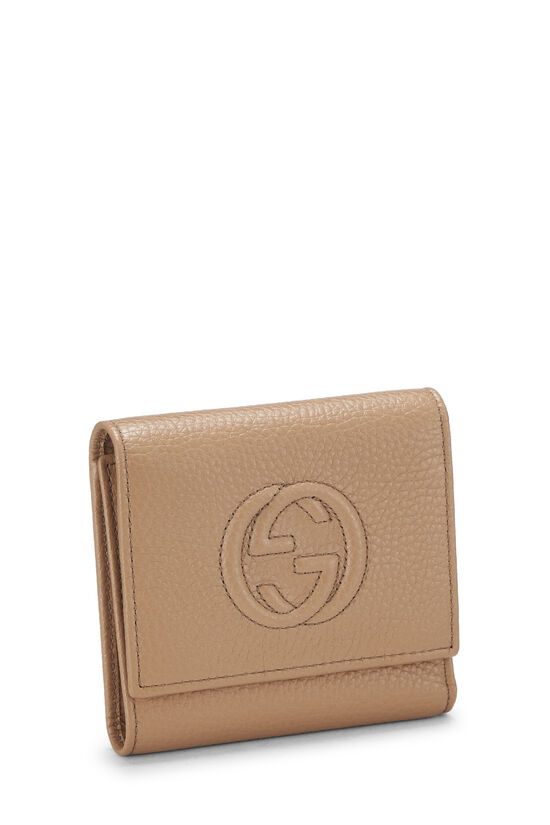 Beige Leather Soho Tri-Fold Wallet, , large image number 1