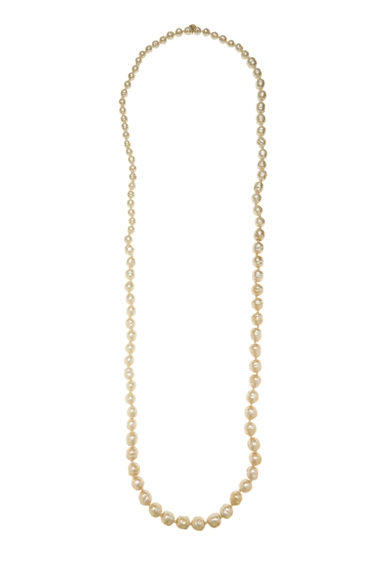 Gold Faux Pearl Necklace, , large image number 0