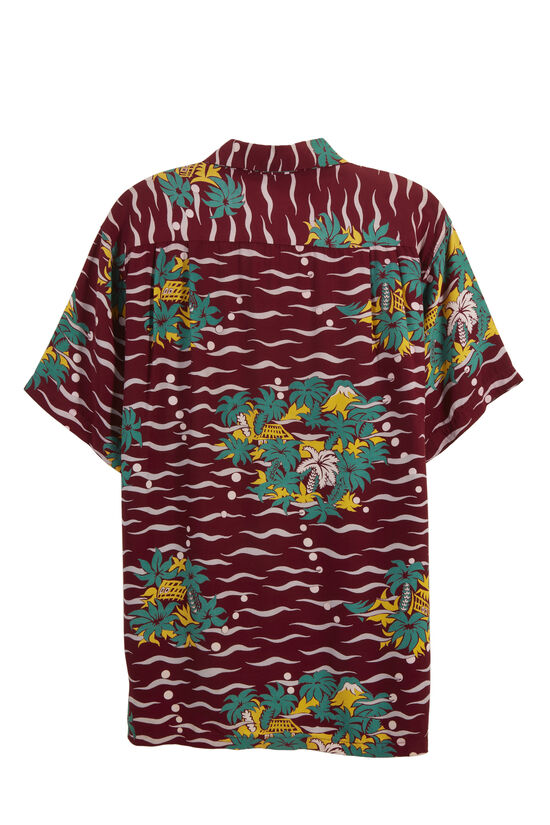 Burgundy Floral Kahanamoku Hawaiian Shirt, , large image number 1