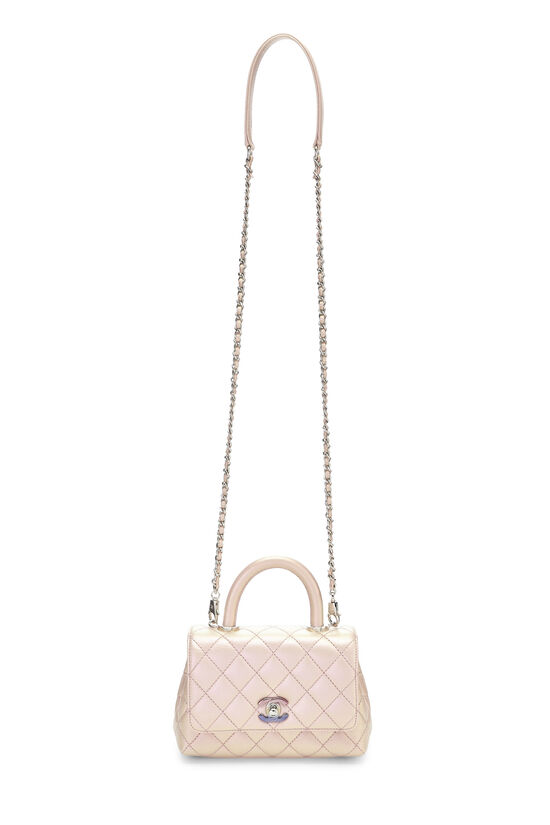 Chanel Iridescent Pink Quilted Caviar Coco Handle Bag Mini Q6B3F50FP9001