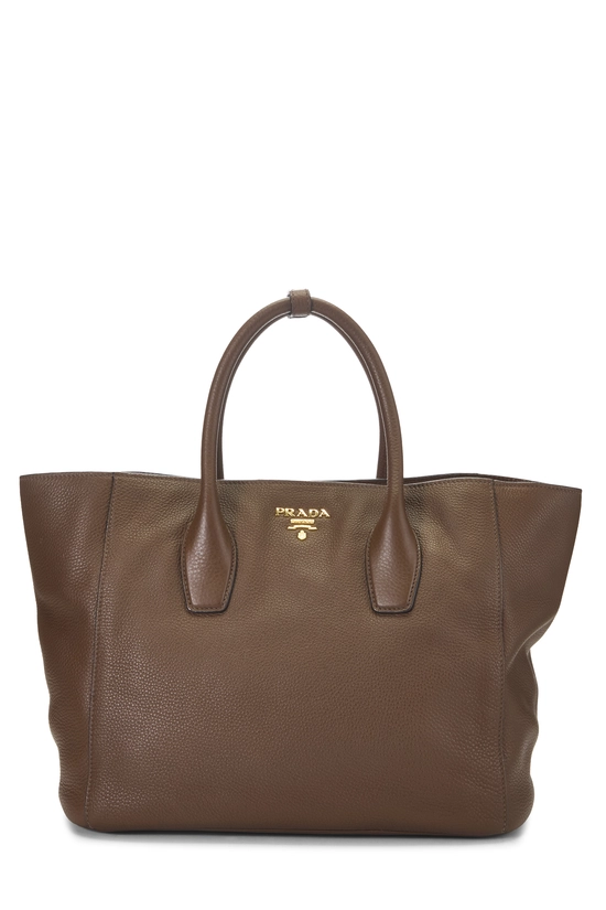 Brown Vitello Daino Convertible Open Tote Medium, , large image number 0