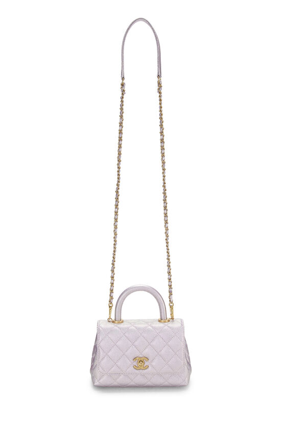 Chanel - Iridescent Pink Quilted Caviar Coco Handle Bag Mini