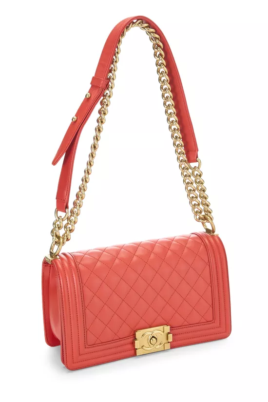 Orange Quilted Calfskin Boy Medium, , large image number 1