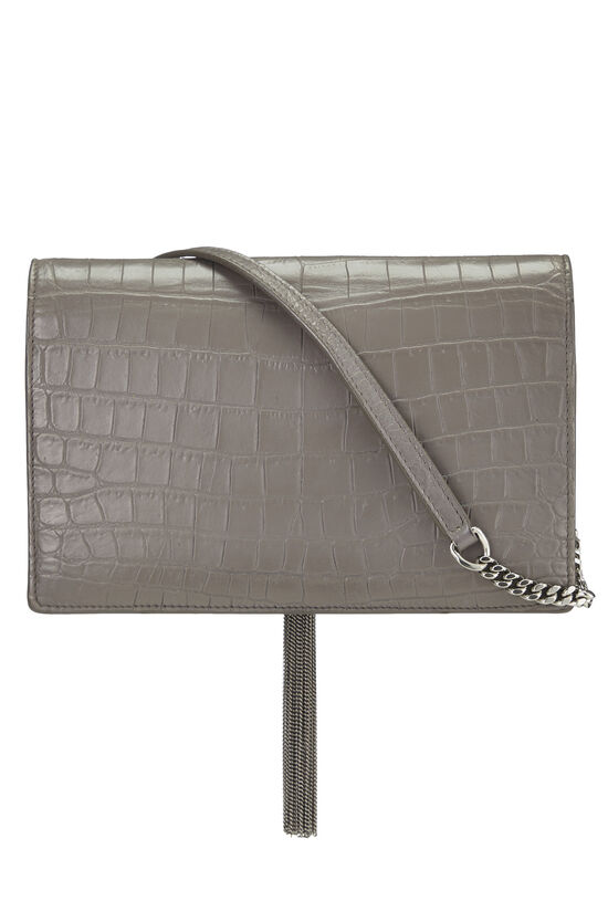 Grey Embossed Leather Kate Tassel Wallet-On-Chain (WOC), , large image number 3