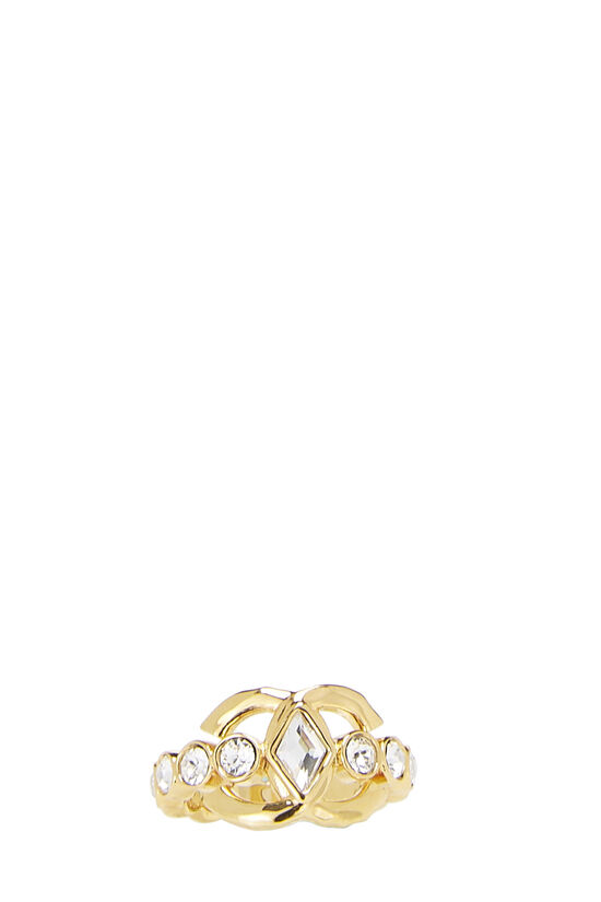 Gold & Crystal Logo Ring, , large image number 1