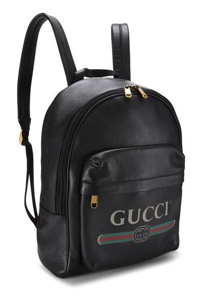 Gucci Black Leather Logo Printed Backpack Medium — photo 2
