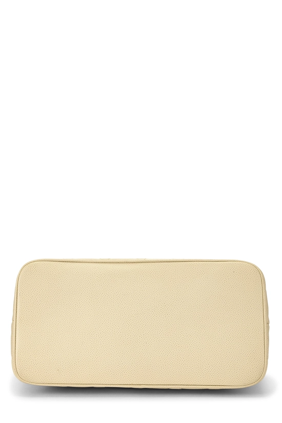 Cream Quilted Caviar Medallion Tote, , large image number 4