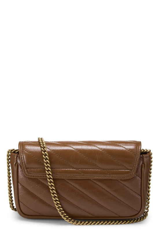 Brown Leather GG Marmont Crossbody Super Mini, , large image number 3