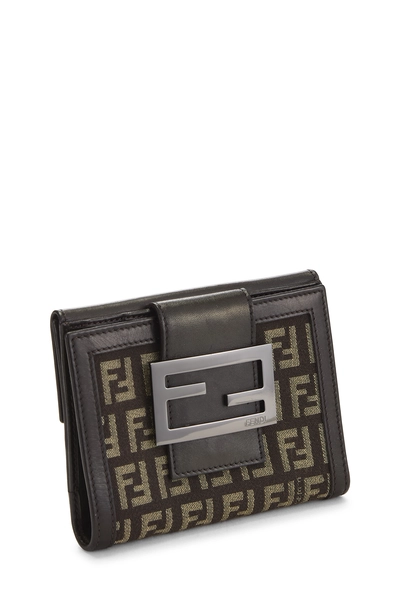 Brown Zucchino Canvas Compact Wallet, , large