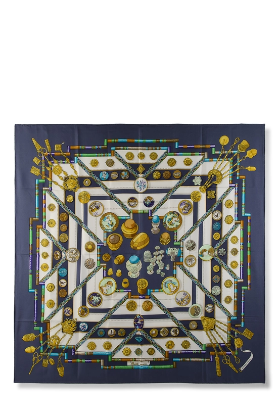 Pre-Owned Grey & Multicolor 'Petite Main' Silk Scarf 90 QGA0572NEA01M