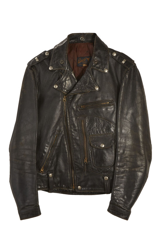 Black Leather Buco Moto Jacket, , large image number 0