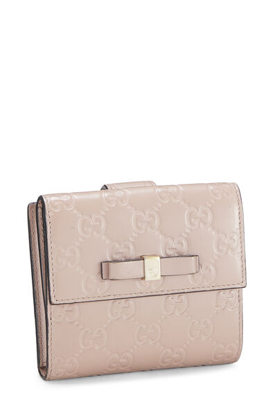 Pink Guccissima Bow Compact Wallet, , large