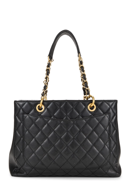 Black Quilted Caviar Grand Shopping Tote (GST), , large image number 3