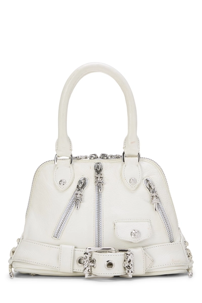 White Leather JJ Dean Top Handle Bag