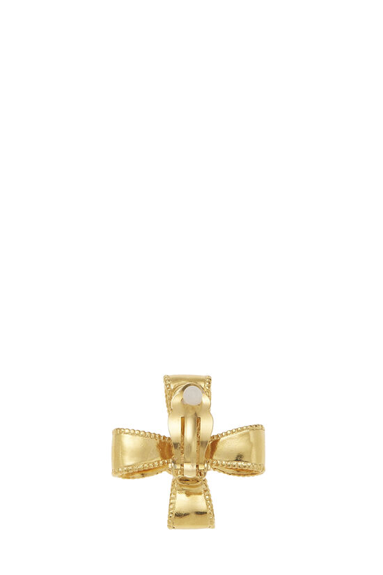 Gold Ribbon Cross Earrings, , large image number 2