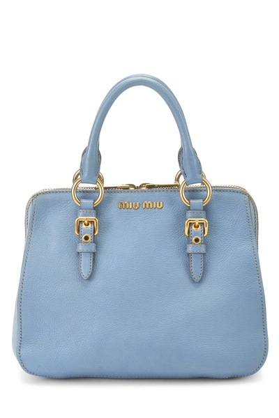 Blue Leather Convertible Handbag