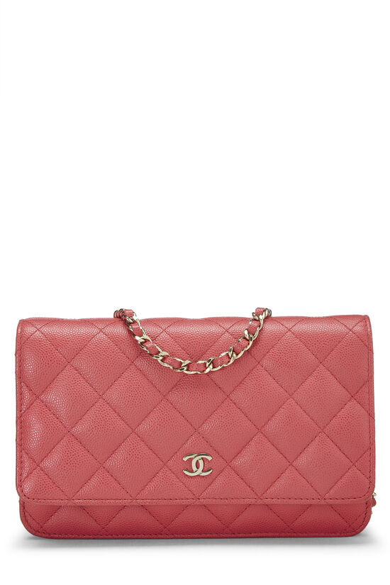 Pink Quilted Caviar Classic Wallet On Chain (WOC), , large image number 0