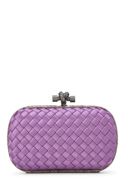 Purple Satin Intrecciato Knot Clutch