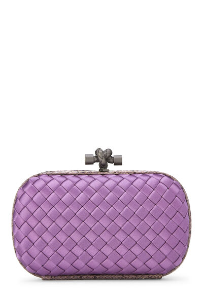 Purple Satin Intrecciato Knot Clutch