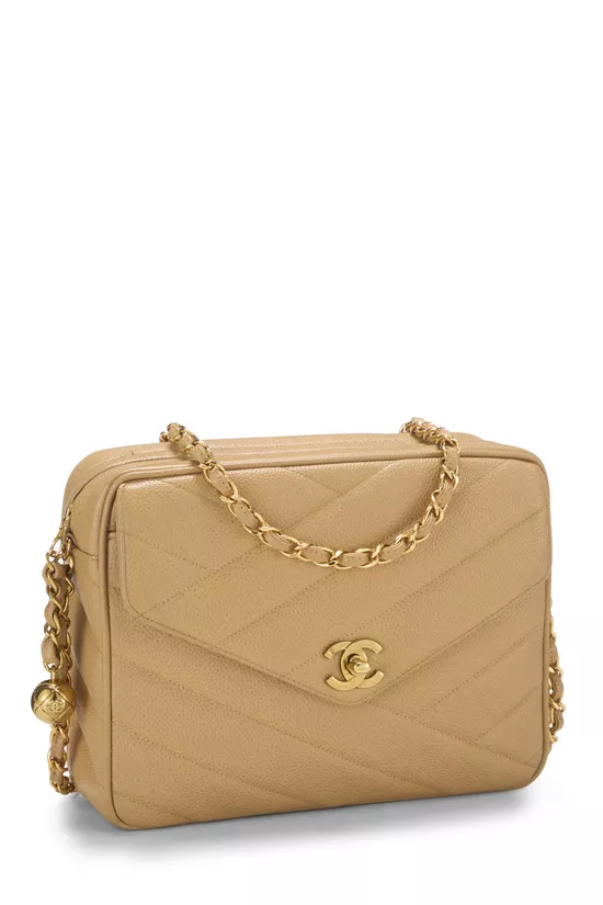 Beige Quilted Caviar Envelope Camera Bag Medium, , large image number 1