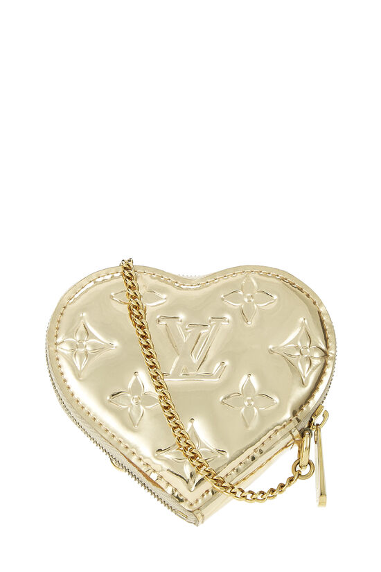 Gold Monogram Miroir Coeur Heart Coin Purse, , large image number 2